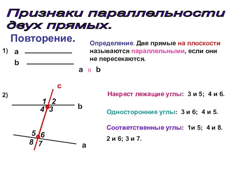 Параллельными называют прямые