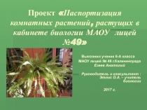 Презентация к проекту Паспортизация растений кабинета биологии