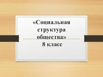 Социальная структура общества 8 класс