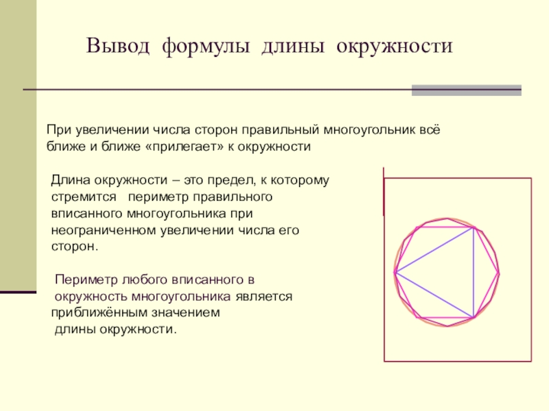 Вывод длина. Вывод формулы длины окружности. Вывод формулы окружности. Выведение формулы длины окружности. Как вывести формулу длины окружности.