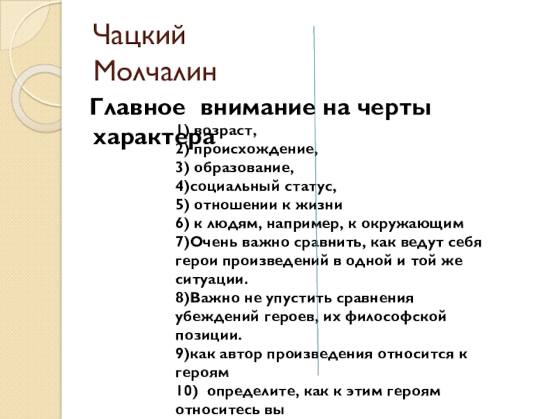 В чем чацкий противоположен молчалину