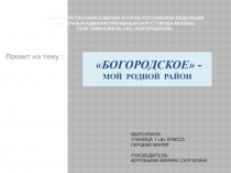 Презентация по проектной деятельности: Богородское – мой родной район