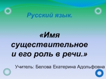 Презентация по русскому языку на тему: Имя существительное и его роль в речи