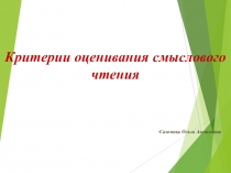 Критерии оценивания смыслового чтения
