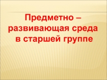 Предметно-пространственная среда в старшей дошкольной группе