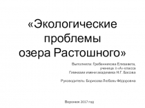 Презентация к исследовательскому проекту Экологические проблемы озера Растошного