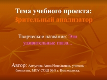 Презентация по биологии Зрительный анализатор