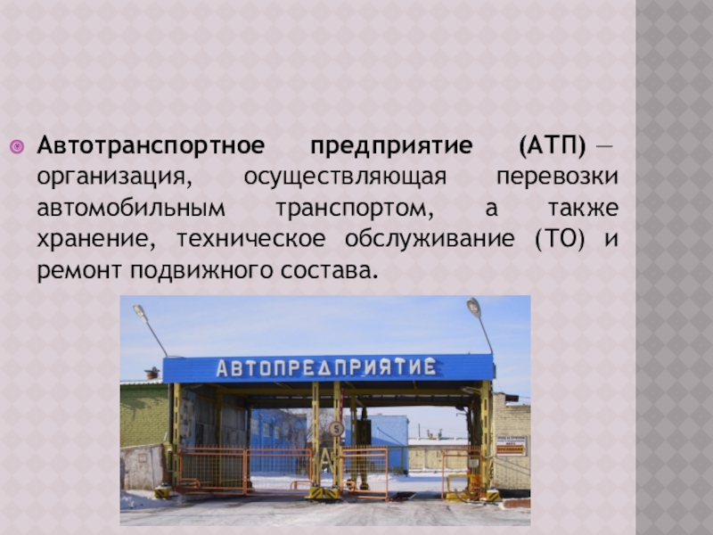 Подвижной состав автомобильного предприятия. Формы автотранспортных предприятий. Предприятие АТП.