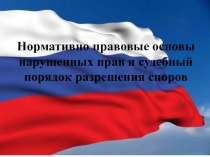 Нормативно правовые основы нарушенных прав и судебный порядок разрешения споров