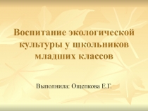Воспитание экологической культуры у младших школьников (презентация).