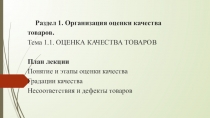 Презентация к лекции на тему ОЦЕНКА КАЧЕСТВА ТОВАРОВ