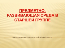 Презентация Предметно- развивающая среда в старшей группе
