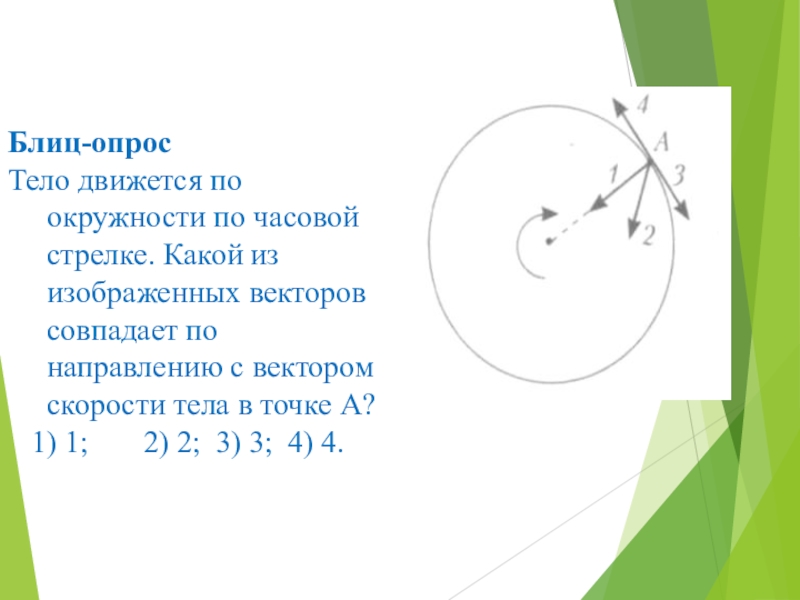 Какая из стрелок изображенных на рисунке указывает направление импульса при движении по окружности