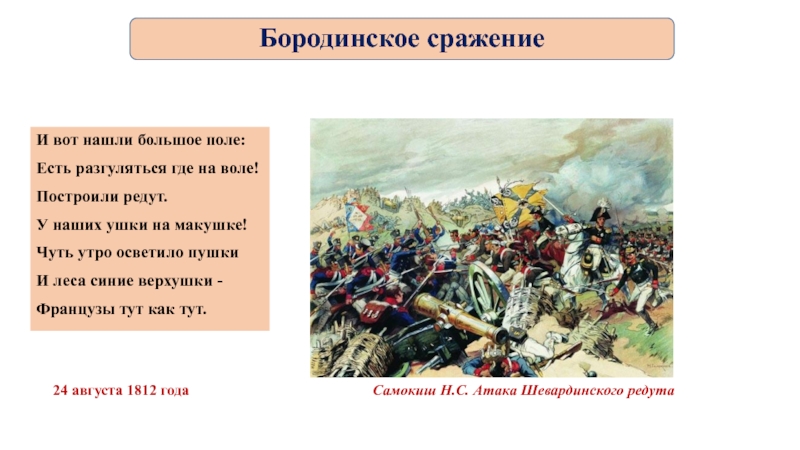 Бой за шевардинский редут 1812 карта