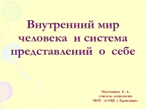 Презентация по технологии 9 класс. Внутренний мир человека и система представлений о себе