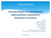 Презентация Рекомендации по содержанию пресноводных креветок в домашних условиях