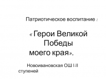 Новоивановская ОШ Презентация Герои Великой Победы моего края