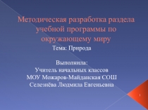 Методическая разработка раздела учебной программы по окружающему миру