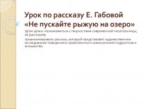 Презентация к уроку по рассказу Е.Габовой Не пускайте рыжую на озеро