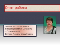 Опыт работы по теме Метапредметные и предметные компетенции на уроках русского языка и литературы