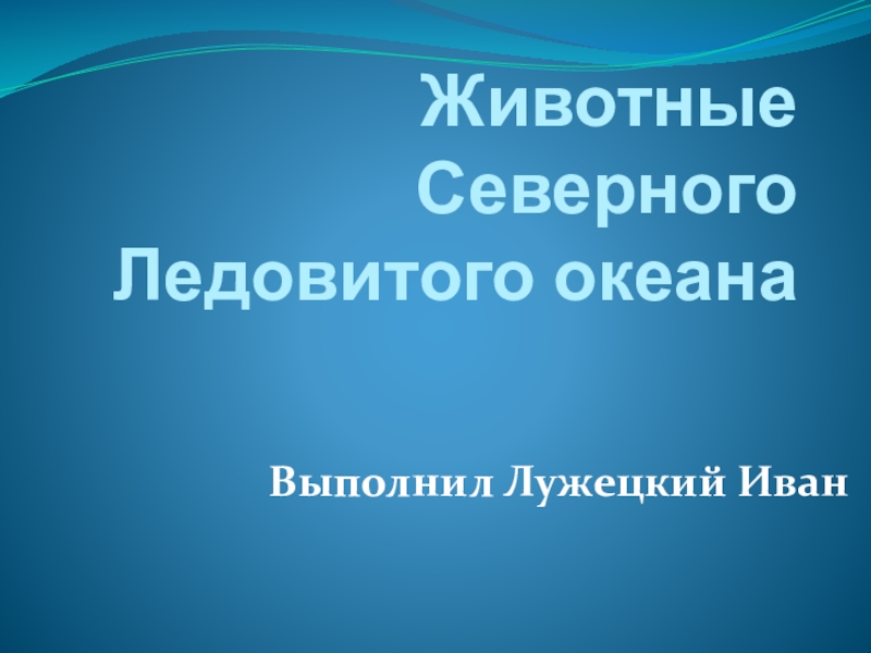 Составьте презентацию животные северного ледовитого океана