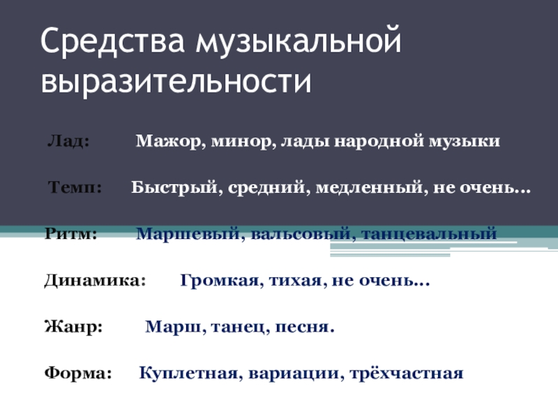 Средства выразительности музыкального образа