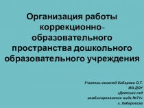 Презентация по логопедии на тему Организация работы коррекционно-образовательного пространства дошкольного образовательного учреждения