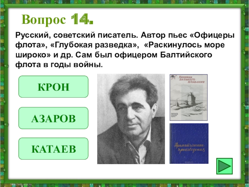 Автор пьес. Автор пьесы. Советский писатель офицер флота. Крон а. 