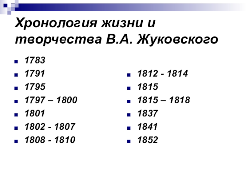 Хронология жизни. Хронологическая таблица Жуковского. Хронология жизни Жуковского. Таблица летопись жизни и деятельности в а Жуковского 1802-1807.