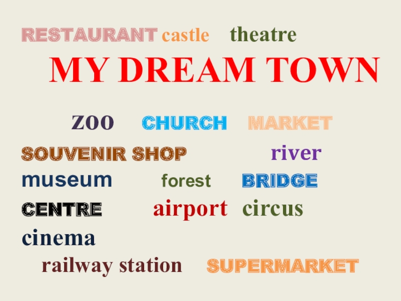 Презентация Презентация к уроку английского языка My Dream Town в 5 классе