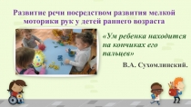 Презентация работы по развитию мелкой моторики рук у детей раннего возраста