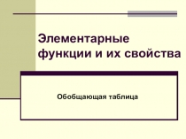 Презентация по математике на тему Элементарные функции и их свойства