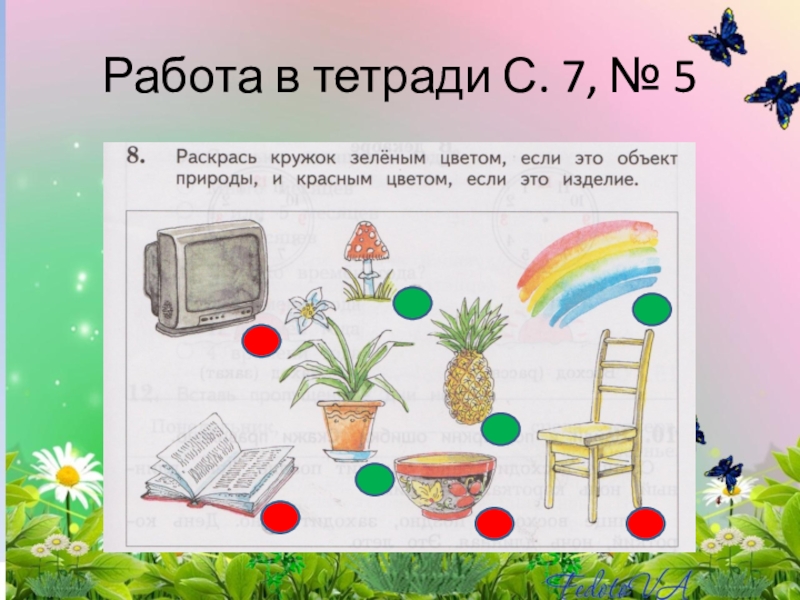 Включи окружай. Раскрась зеленым цветом. Раскрась кружок зеленым цветом. Зеленым цветом объекты природы. Коллекция предметов природы.