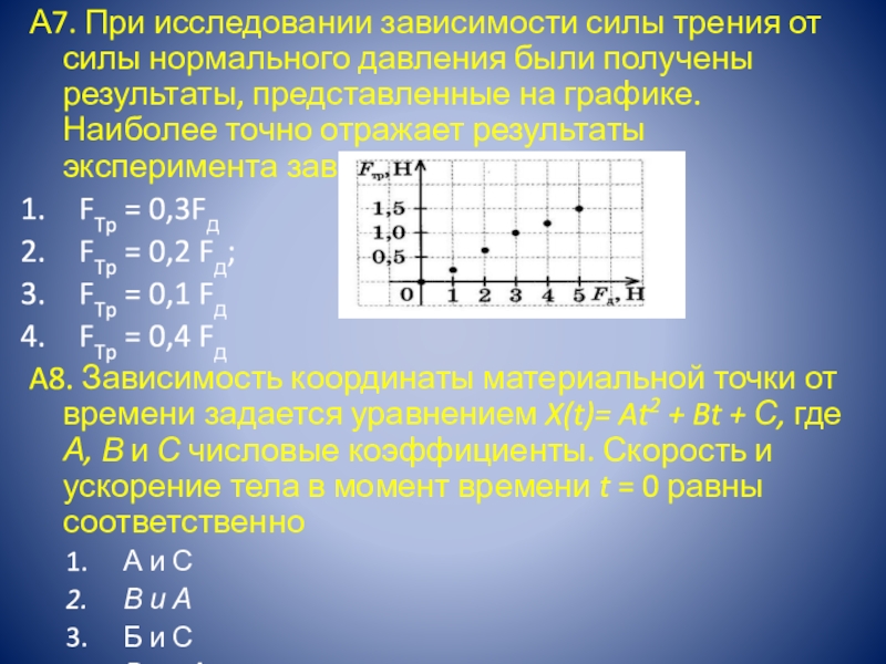 На рисунке приведен график зависимости модуля силы трения