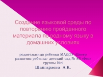 Создание языковой среды по повторению пройденного материала по родному языку в домашних условиях