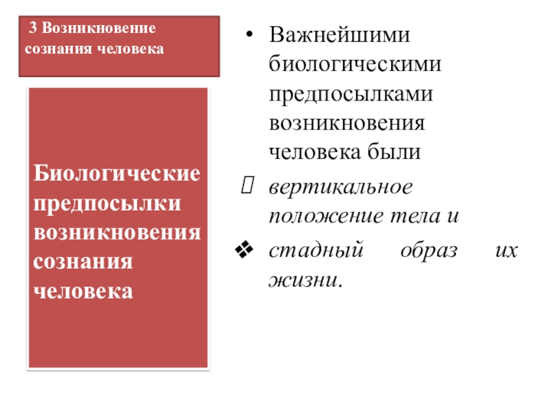 Условия возникновения сознания человека