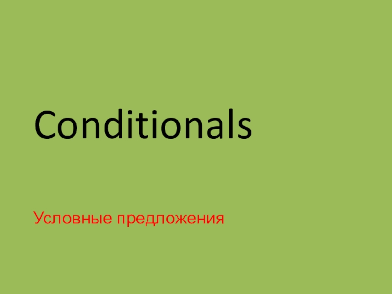 Презентация Conditionals