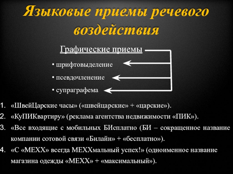 Приемы речевого воздействия в рекламе проект