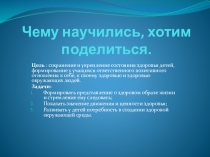 Презентация  Чему научились, хотим поделиться. ЗОЖ