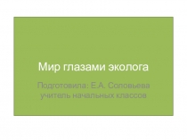 Презентация к уроку окружающего мира  Мир глазами эколога (4 класс)