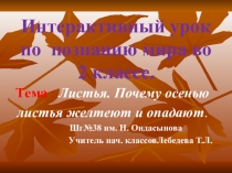 Презентация по познанию мира на тему  Листья. Почему осенью листья желтеют и опадают