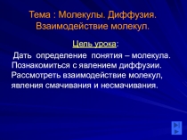 Презентация по физике на тему  Молекулы. Диффузия.