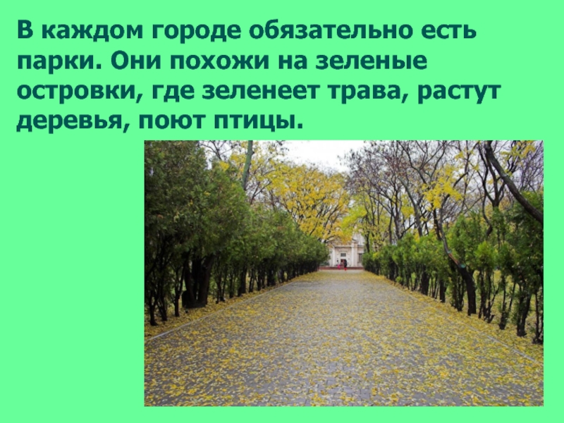 Кто живет в парке презентация 1 класс перспектива