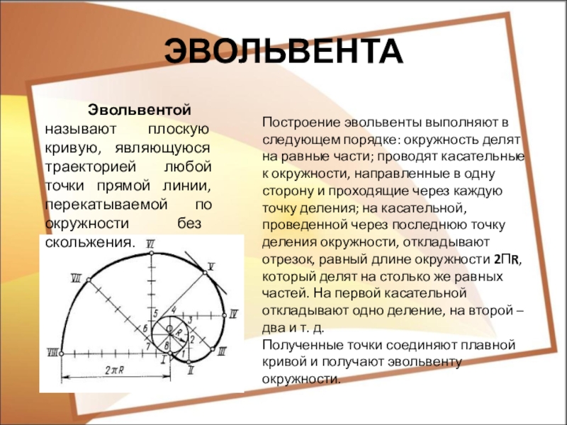 Называют плоской. Эвольвента циклоиды. Эвольвента окружности построение. Эвольвента развертка окружности. Как построить эвольвенту.