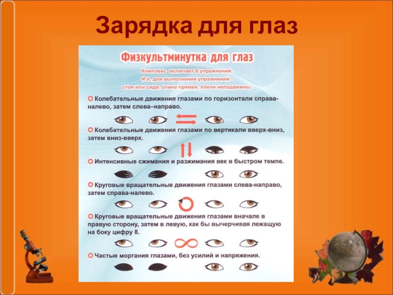 Зарядка для глаз. Зарядка для глаз для восстановления зрения. Зарядка для глаз презентация. Памятка зарядка для глаз.