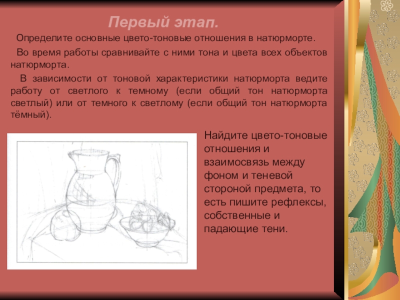 Общее тоновое состояние натуры и рисунка