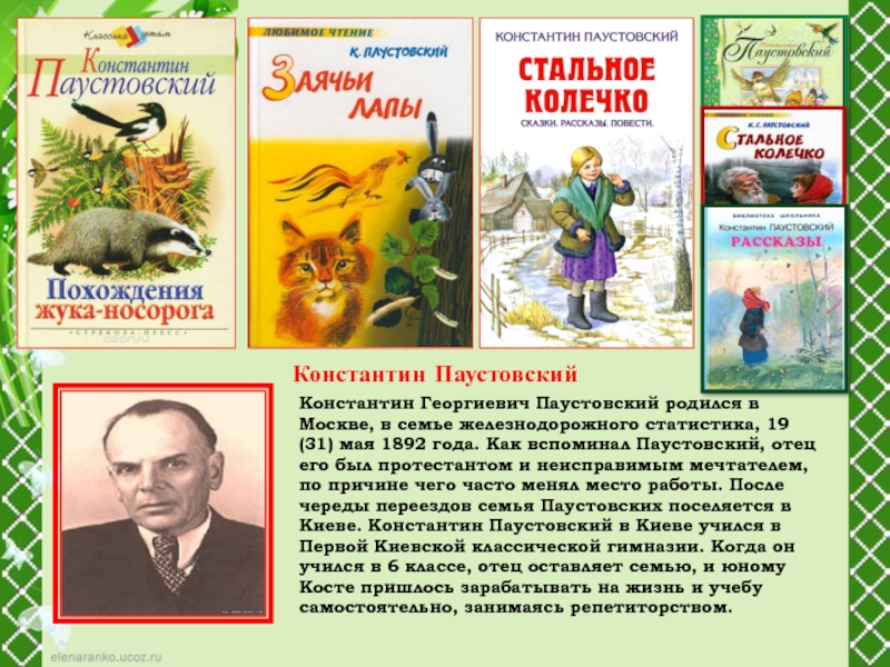 Константин паустовский рождение рассказа план