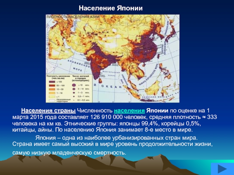 Презентация по географии 8 класс плотность населения