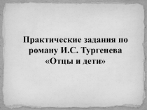 Практическое задание по изучению романа И.С. Тургенева Отцы и дети