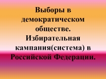 Выборы в демократическом обществе